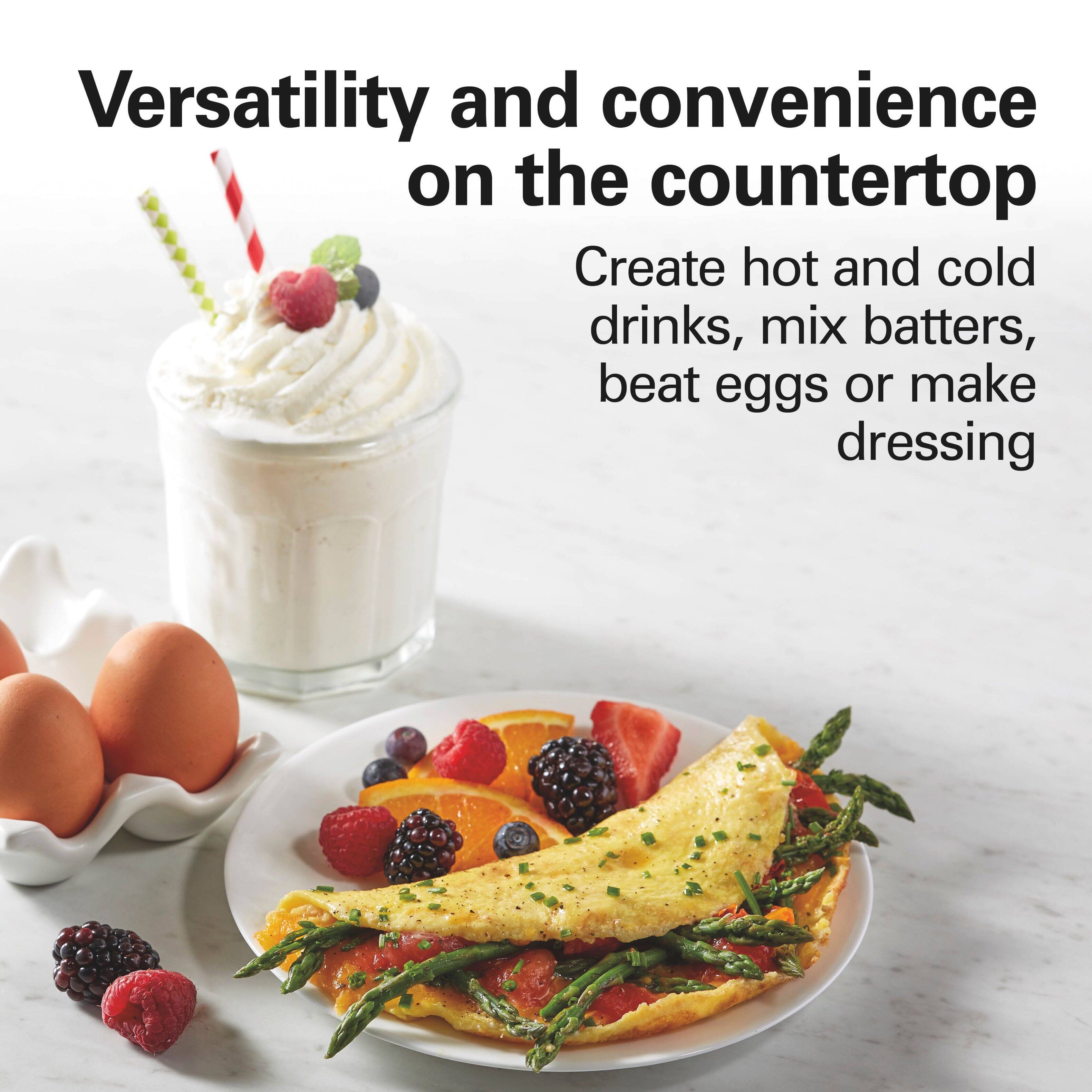 Versatility and convenience on the countertop

Create hot and cold drinks, mix batters, beat eggs or make dressing