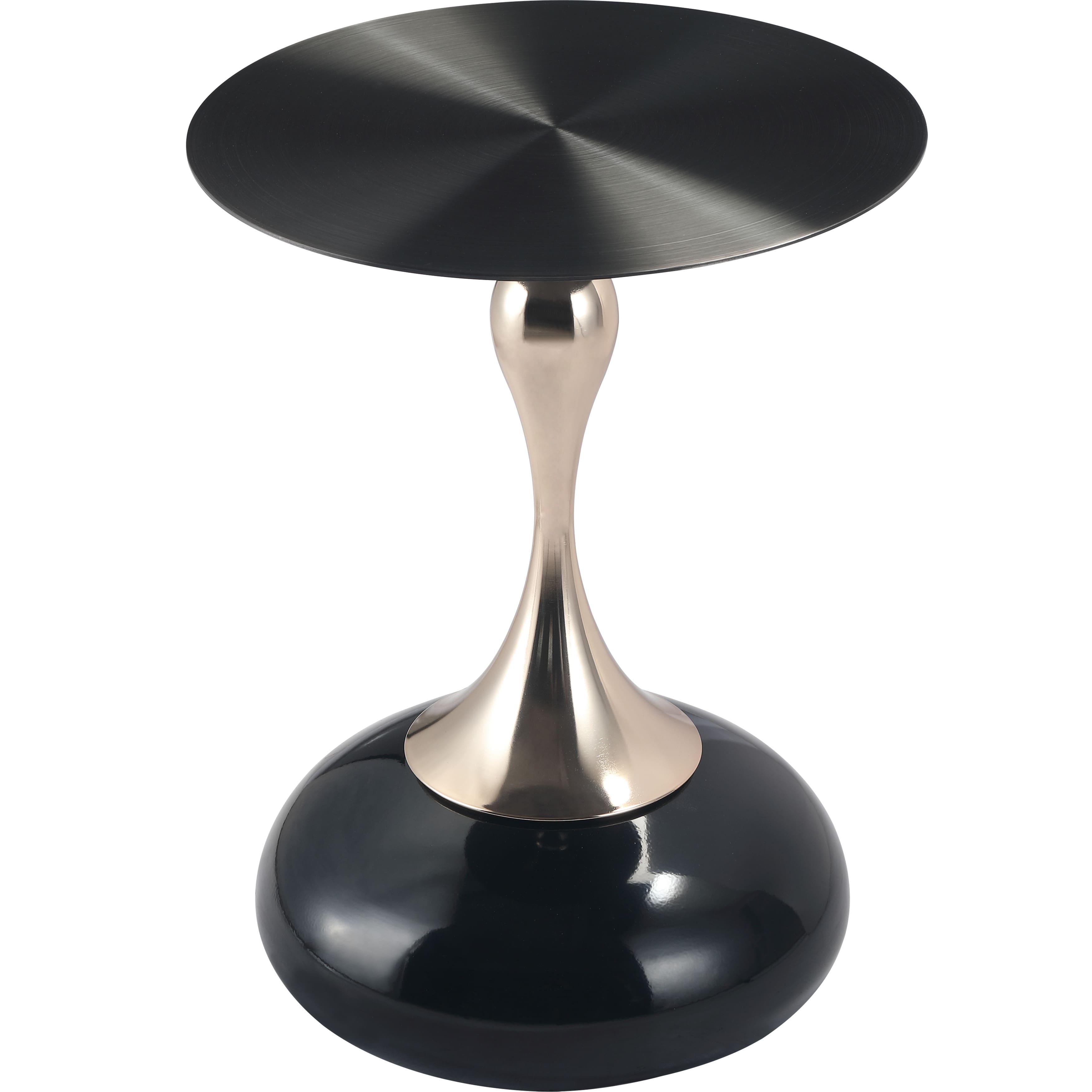 LeisureMod - Savoy Black Circular Top End Table with Powder Coated Finish for Living Room/Offices - Shiny Black