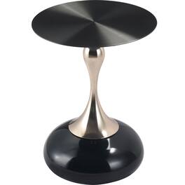 LeisureMod - Savoy Black Circular Top End Table with Powder Coated Finish for Living Room/Offices - Shiny Black