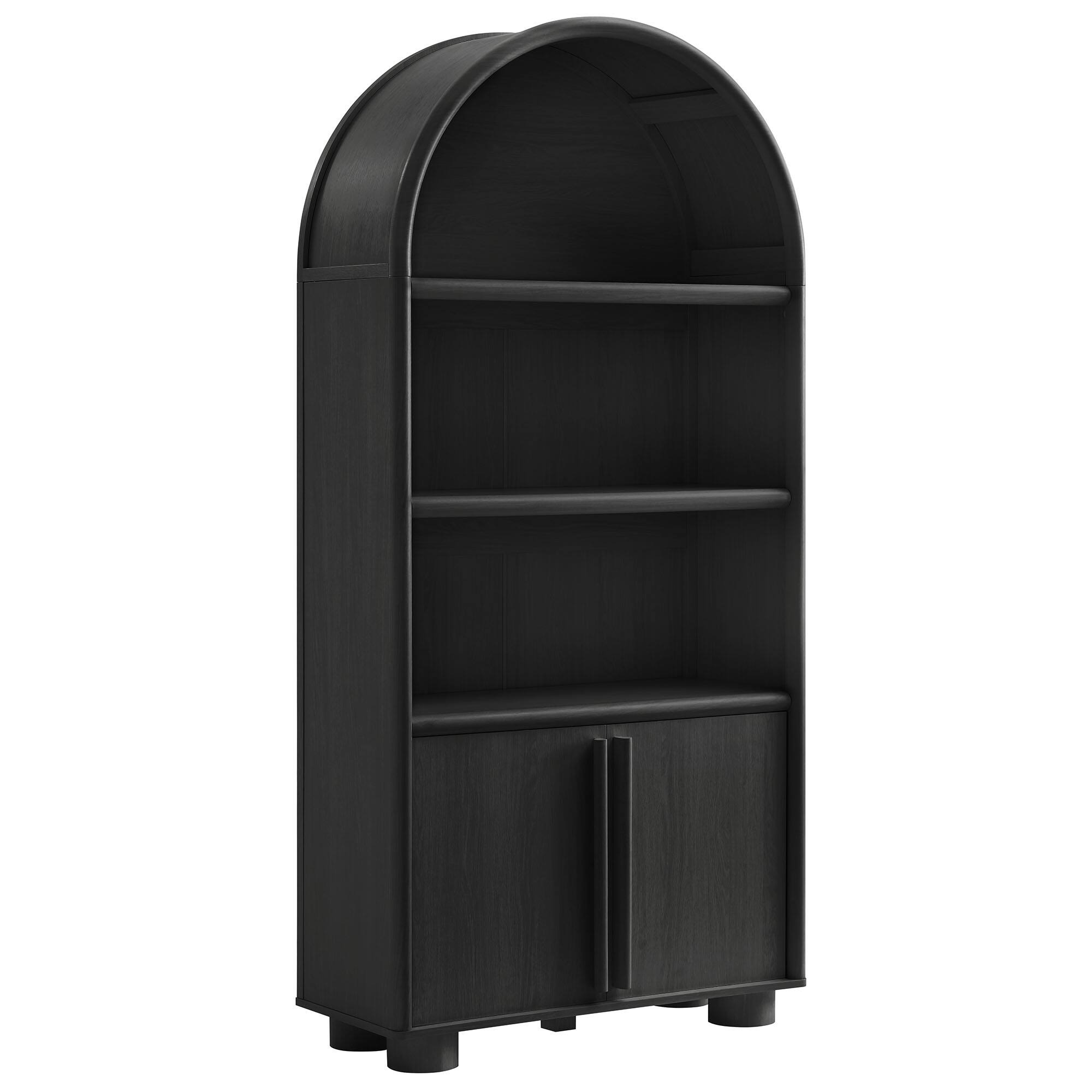 Angle. Modway - Bellamy Tall Arched Display Cabinet Bookcase by Modway - Black Oak.