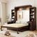 Front. Anysun - Queen Size Murphy Bed with Desk & Storage, Space-Saving Wood Wall Bed with Cabinets & Drawers - Brown.
