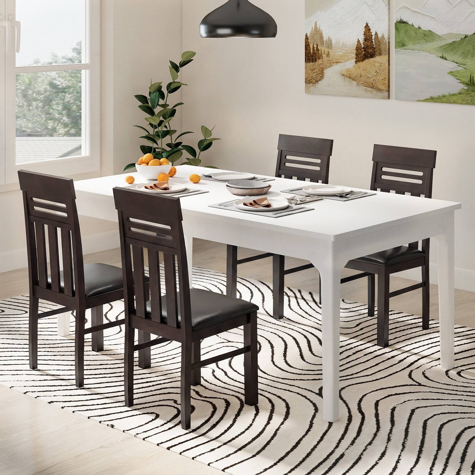 Alt View 1. Gymax - Gymax Dining Chairs Set of 4 PU Leather Farmhouse Side Chairs for Kitchen Living Room Rustic Brown - Brown.