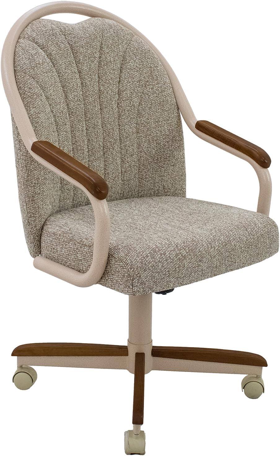 Front. Chromcraft - Swivel-Tilt Caster Casual Dining Chair in Oatmeal with Walnut and Sand Finish - Beige.