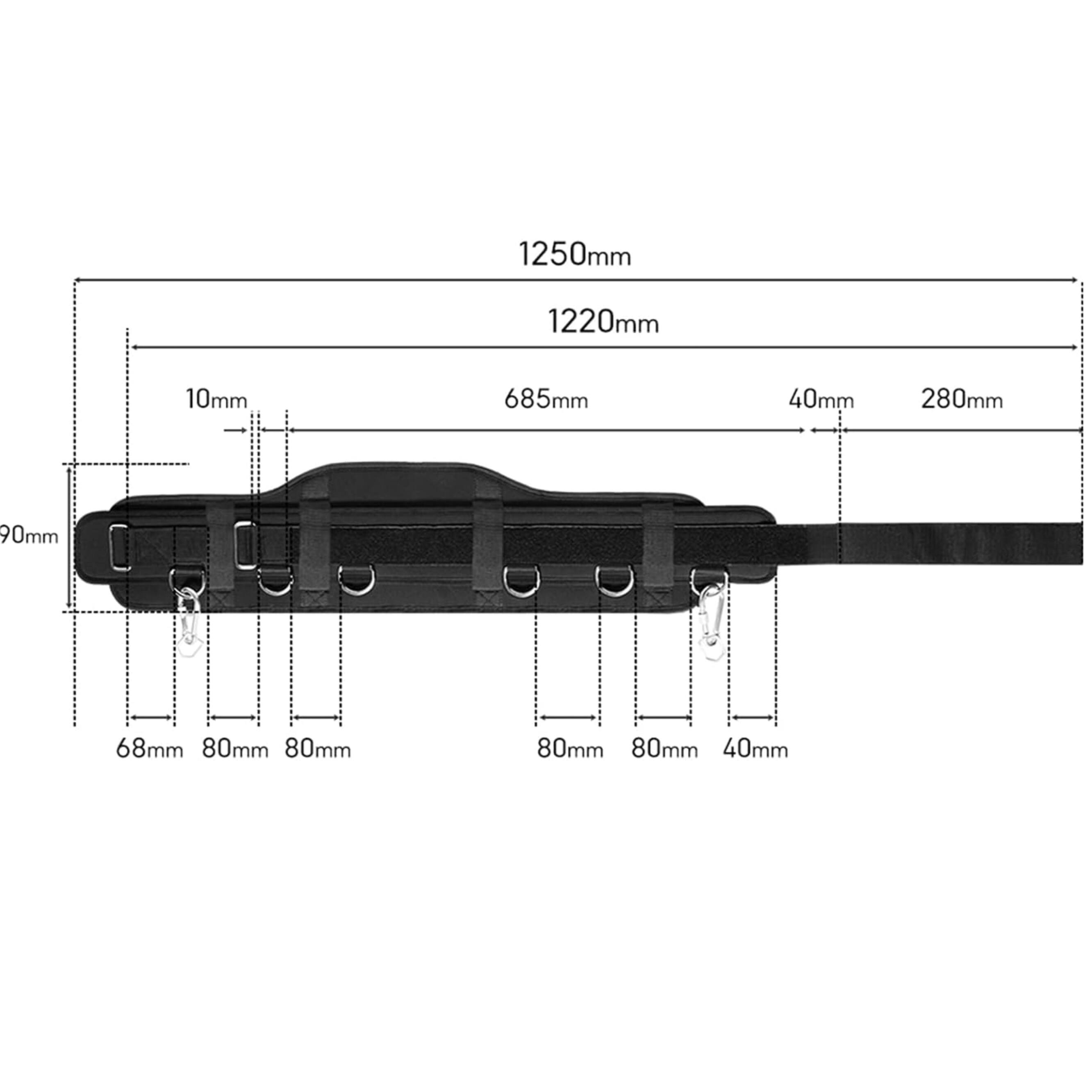 1250mm  
1220mm  
10mm  
685mm  
40mm  
280mm  
90mm  
68mm  
80mm  
80mm  
80mm  
80mm  
40mm
