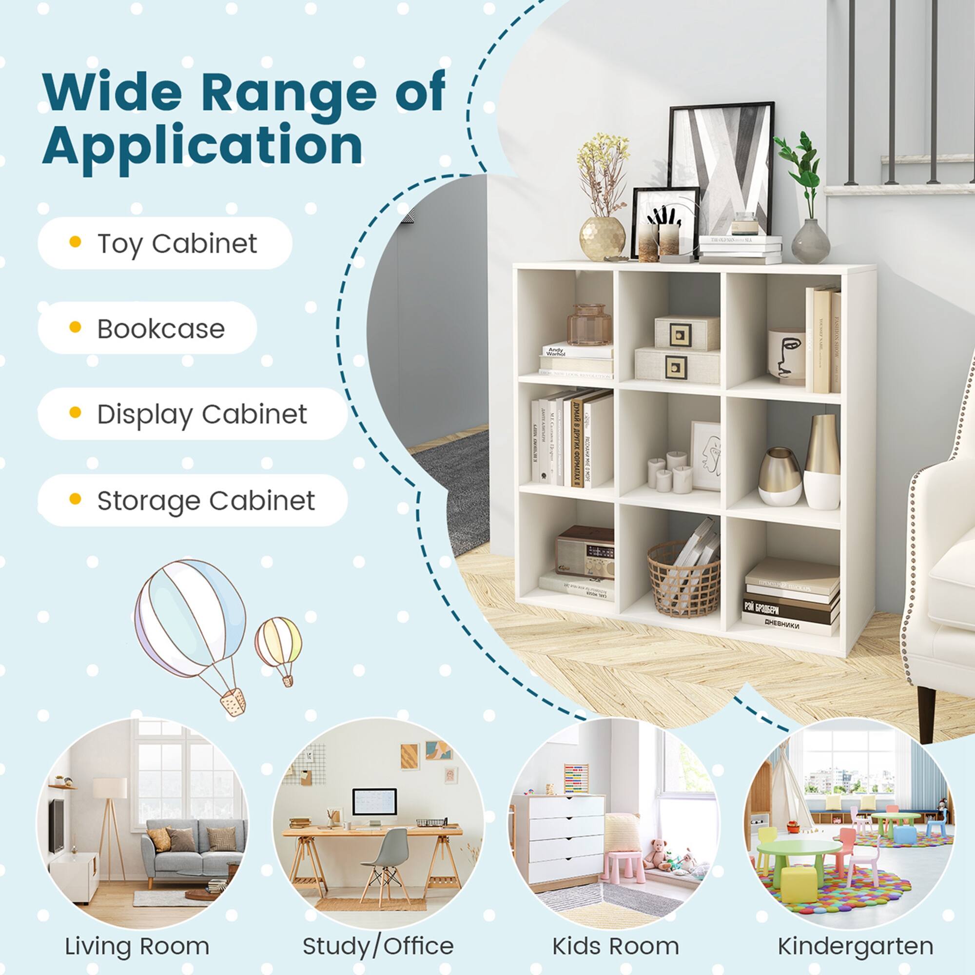Wide Range of Application: Toy Cabinet, Bookcase, Display Cabinet, Storage Cabinet.