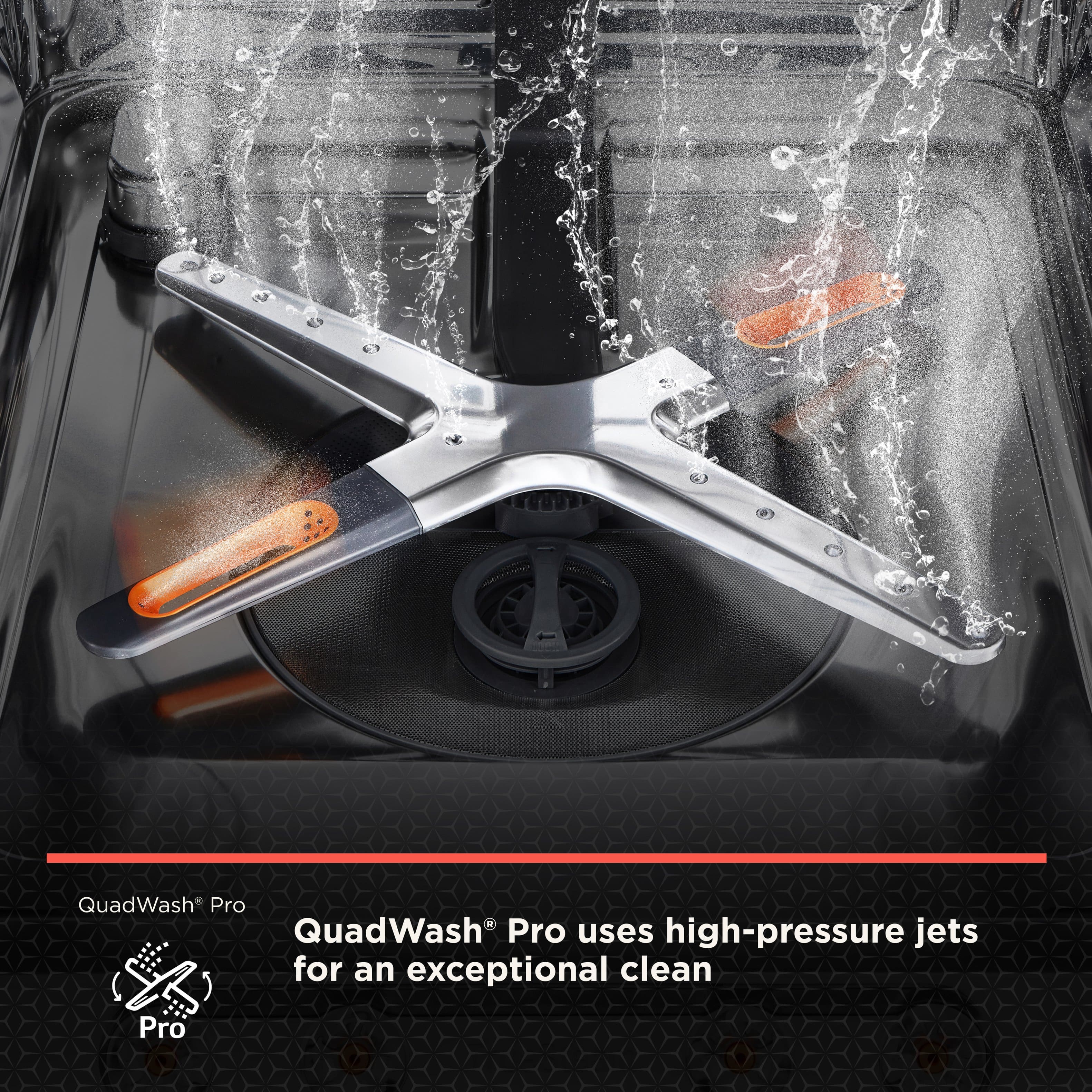 QuadWash Pro, QuadWash Pro uses high-pressure jets for an exceptional clean, Pro