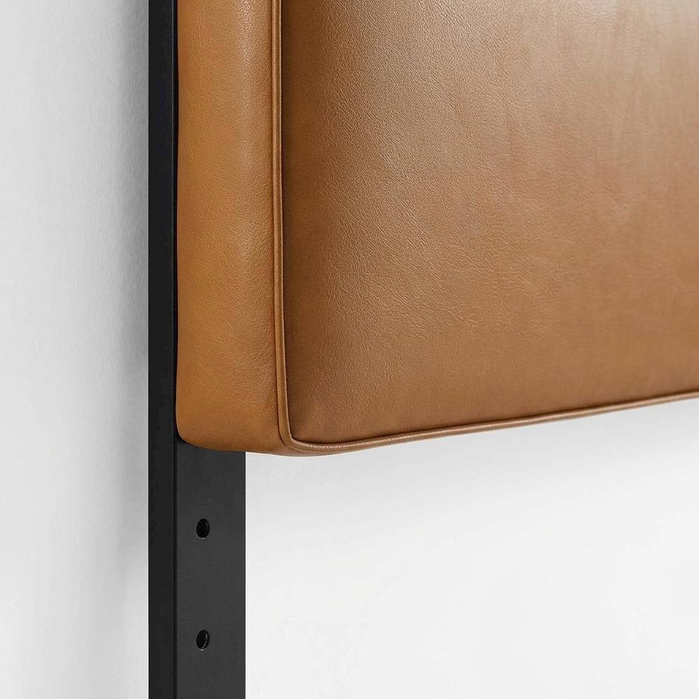 Alt View 1. FurniFact - Vegan Leather King Headboard with Padded Upholstery and Durable Frame - Beige.