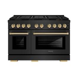 ZLINE - Autograph 48 in. Black Stainless Paramount Dual Fuel Range w/ DuoPro Cooktop & Gold Accents (PSDRBZ-48-G) - Black Stainless Steel