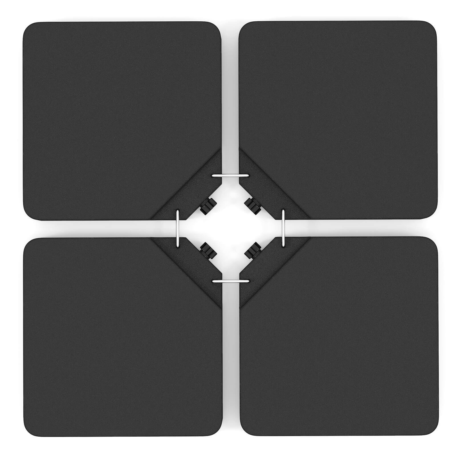 Alt View 1. Costway - Costway Offset Umbrella Base with 4 Square HDPE Plate & 4 Connection Metal Hooks for Patio - Black.