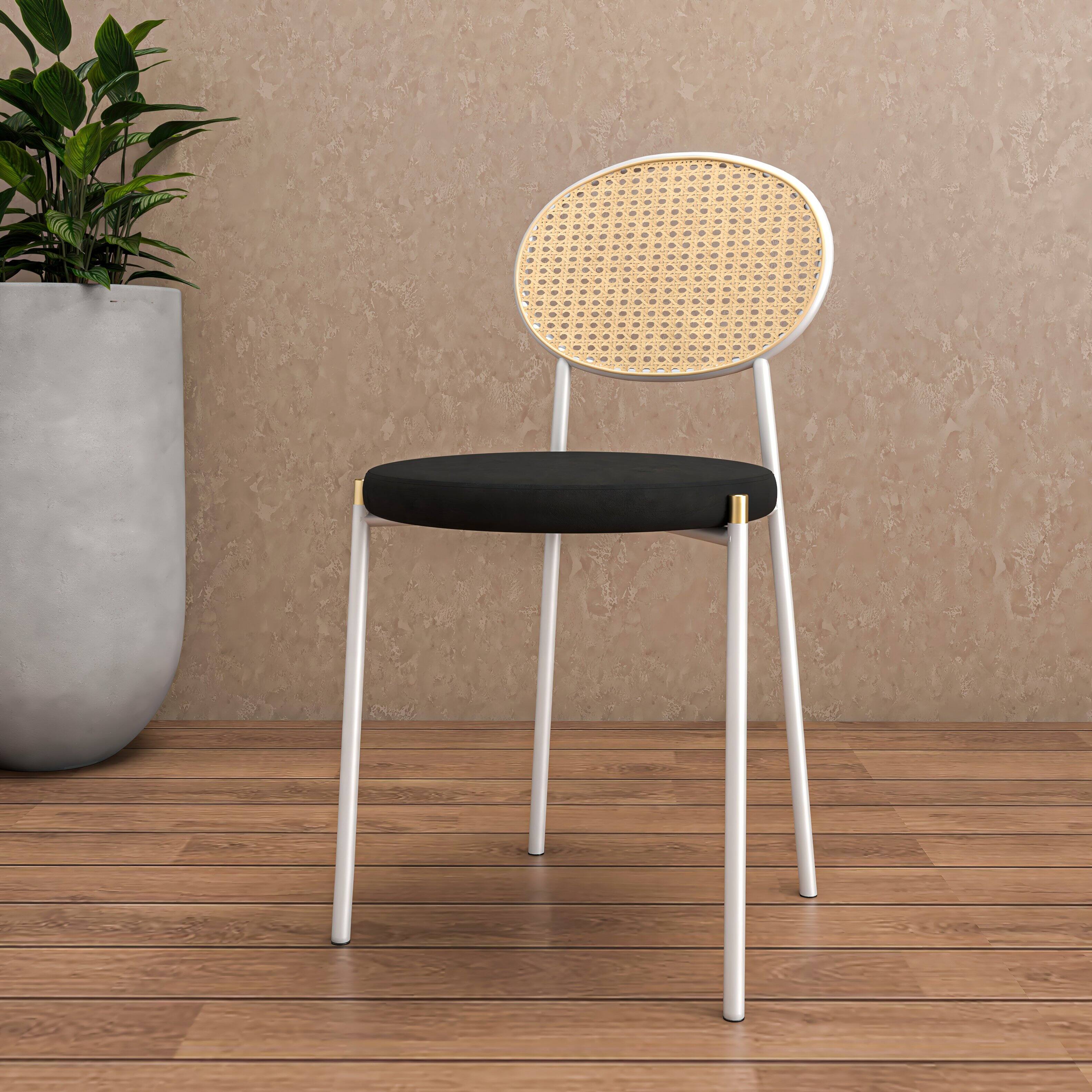 Left. LeisureMod - Euston 2-PCS Contemporary Accent Dining Chair with Velvet Cushion Seat & Rust-Resistant Metal Frame - Black.