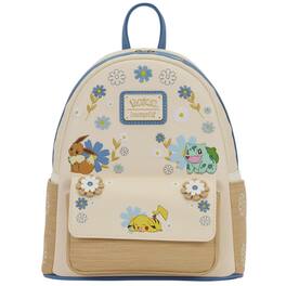 Loungefly Pokémon Beige and Blue Mini Backpack with Flowers - Multicolored
