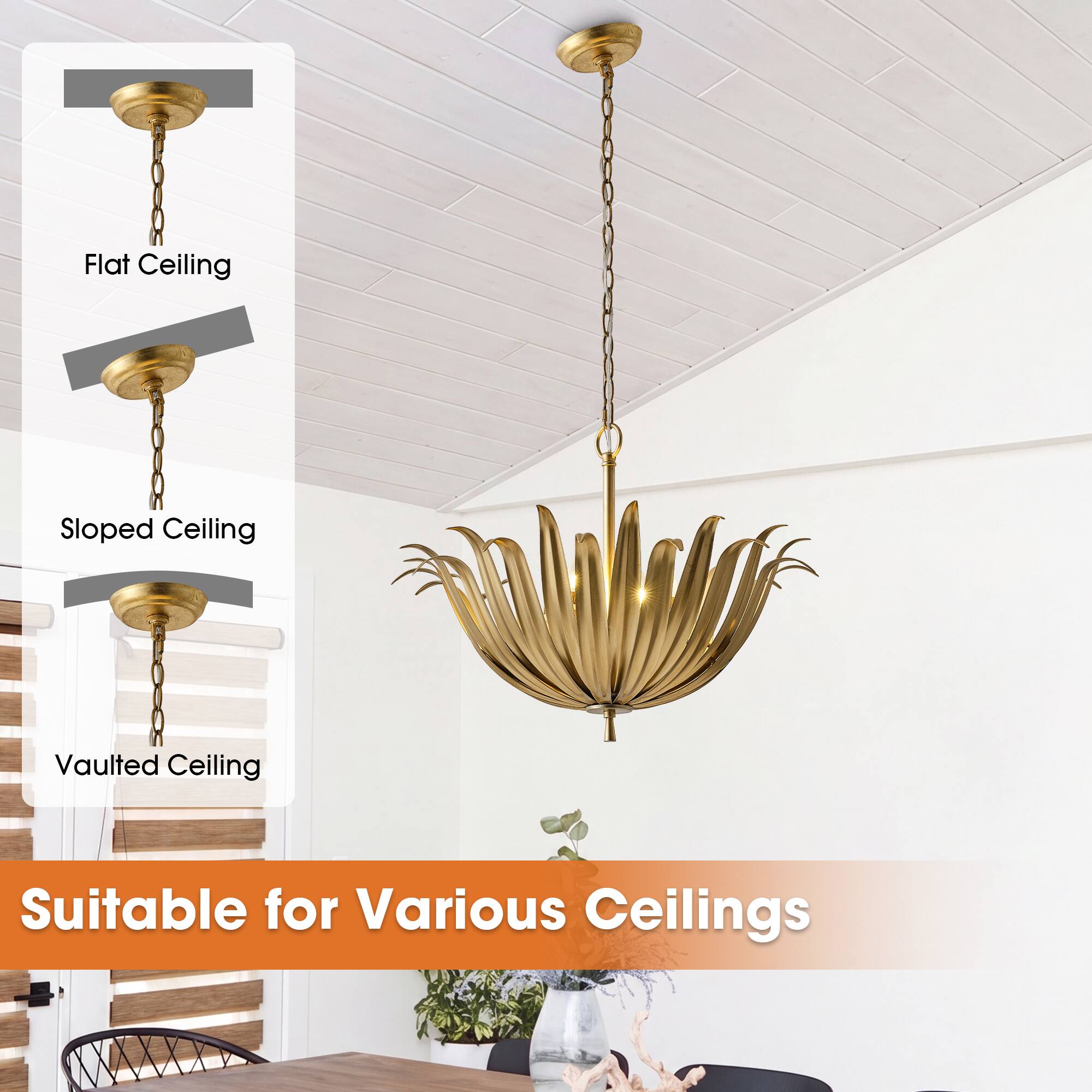 Flat Ceiling  
Sloped Ceiling  
Vaulted Ceiling  
Suitable for Various Ceilings