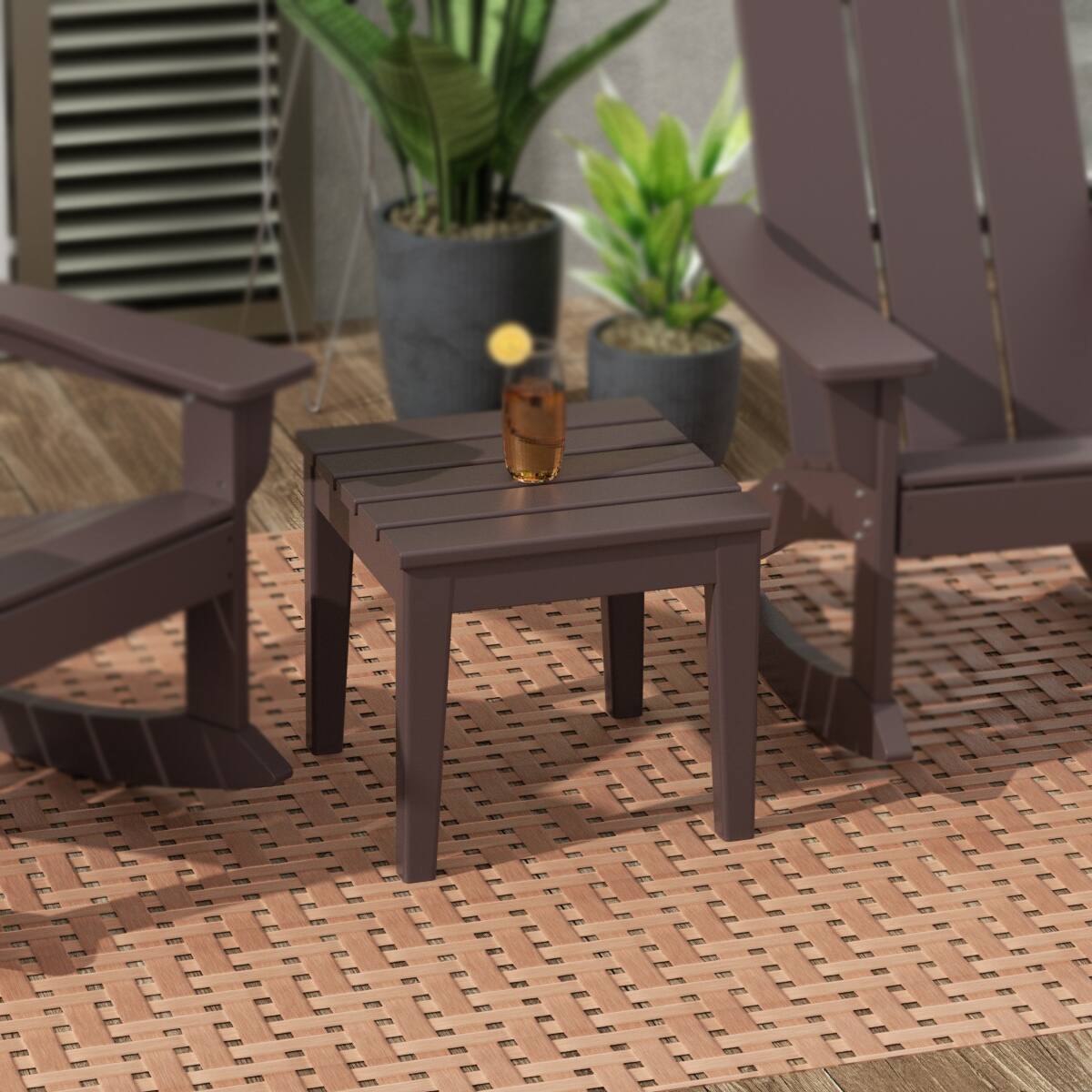 Angle. WestinTrends - WestinTrends Ashore Outdoor Patio Modern Adirondack Side Table - Dark Brown.