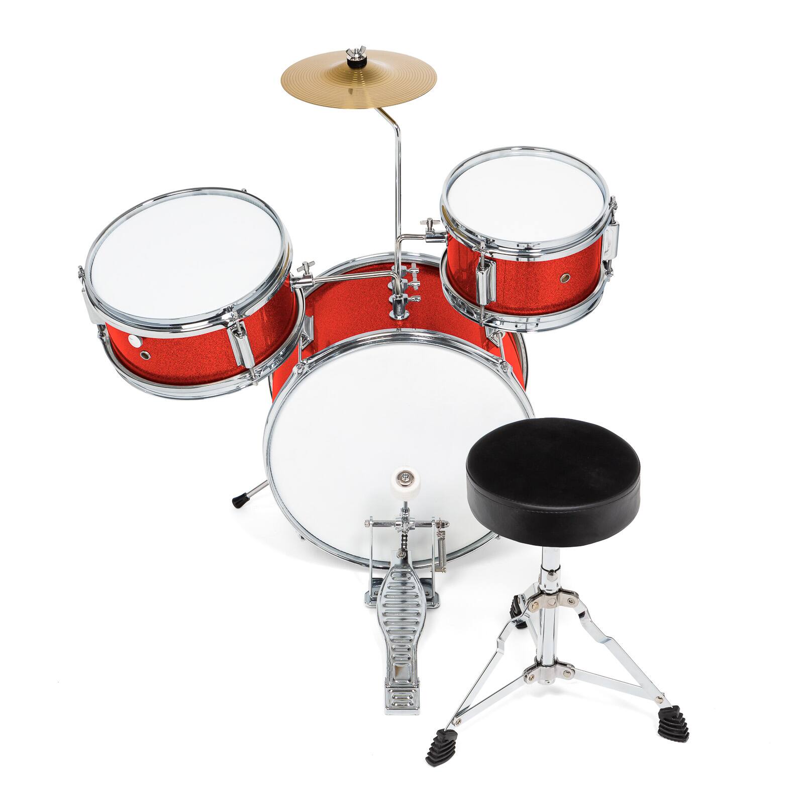 Alt View 2. Ashthorpe - Beginner Drum Kit with Brass Cymbals (Set of 3) - Red.