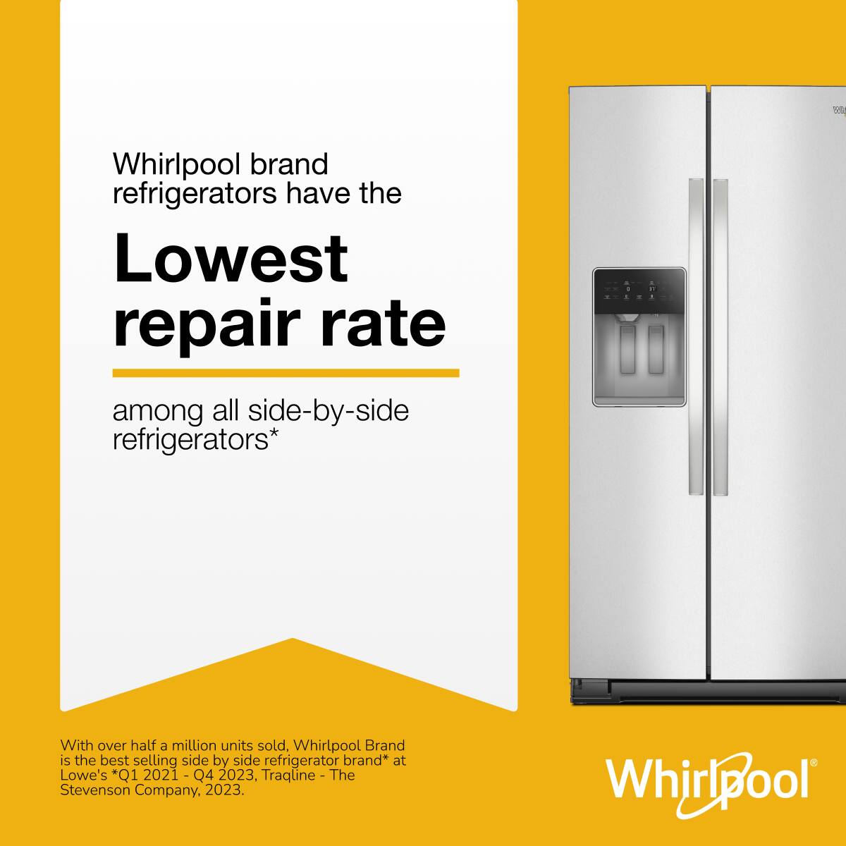 Alt View 1. Whirlpool - 21 Cu. Ft. Side-by-Side Counter-Depth Refrigerator with TruCool System - Fingerprint-Resistant Stainless Finish.