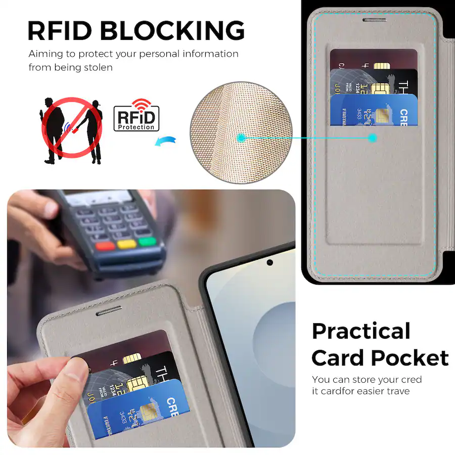Dteck For Samsung Galaxy A36 5G Shockproof Leather RFID Blocking Card ...