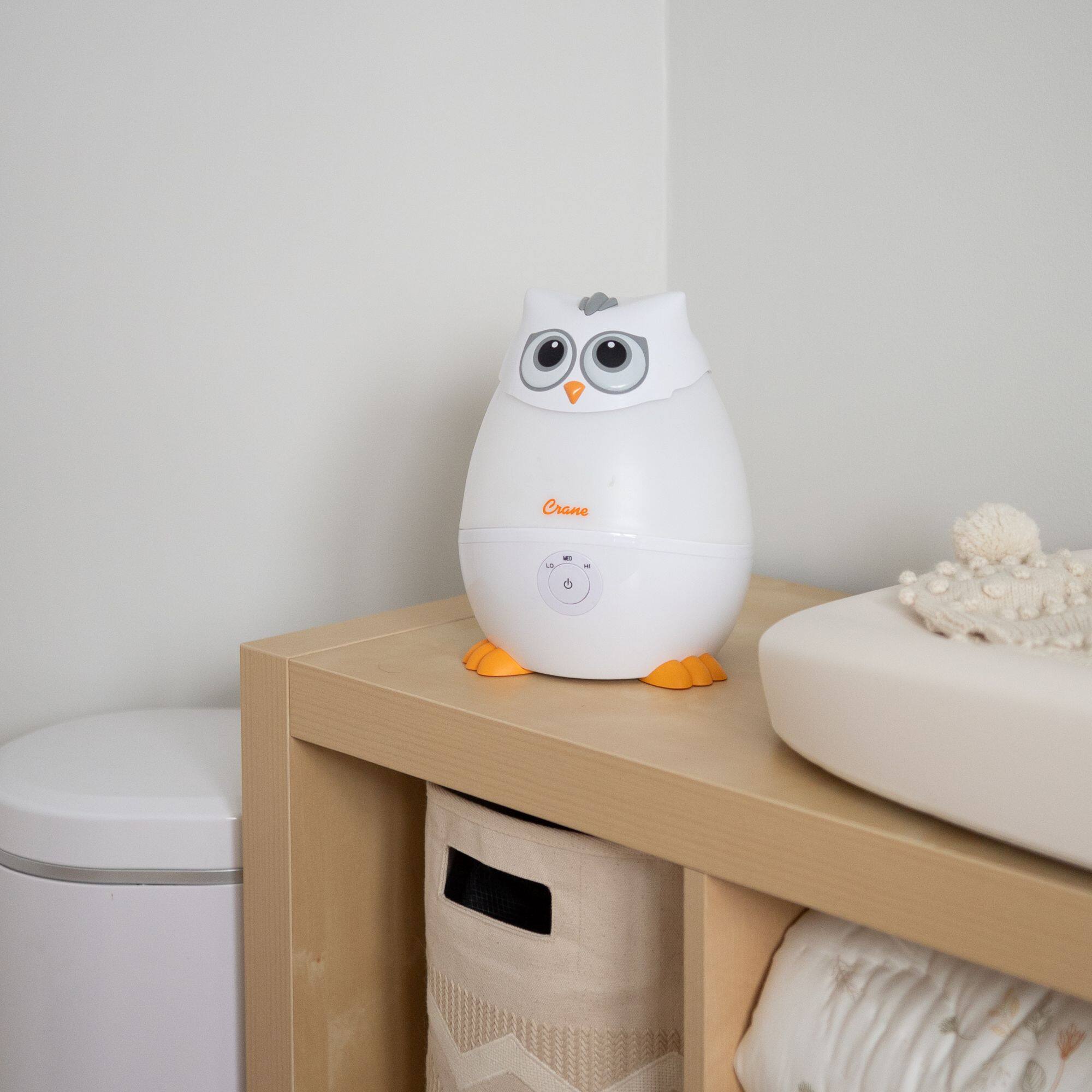 Back. CRANE - Crane Baby Mini-Adorable Snow Owl 0.5 Gal. Baby Humidifier, Cool Mist with Aroma Tray & Night Light - White.
