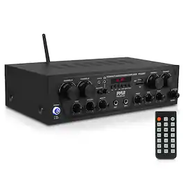Pyle - Bluetooth Home Audio Source Amplifier – 4-Channel System with FM Radio and MP3/USB/SD Playback - Black