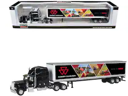 SpecCast Collectibles - Peterbilt 379 Sleeper Cab with Trailer "Massey Ferguson - Born to Farm" Black 1/64 Diecast Model by SpecCast