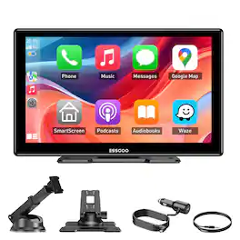 ESSGOO - 9″ Touchscreen with Wireless Apple CarPlay & Android Auto, Bluetooth, Backup Camera Support Portable Car Stereo