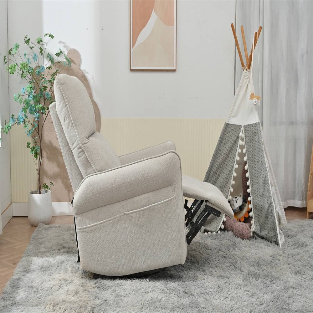 Alt View 8. Loheer - Loheer Swivel Rocker Recliner Nursery Rocking Chair Glider Chair Gray Fabric Home Theater Seating - Gray.