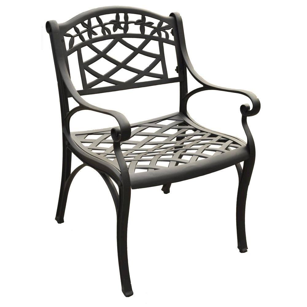 Alt View 1. Outdoor Escape - Outdoor dining chairs set with comfortable armrests and durable build - Black.