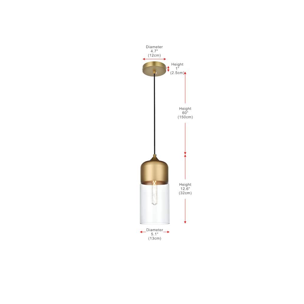 Living District - Ashwell 5 Inch Pendant Clear Shade in Satin Gold - Satin Gold And Clear