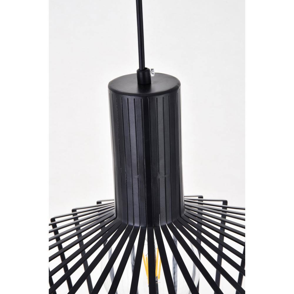 Alt View 2. Living District - Ronnie 1 Light Black Pendant - Black.