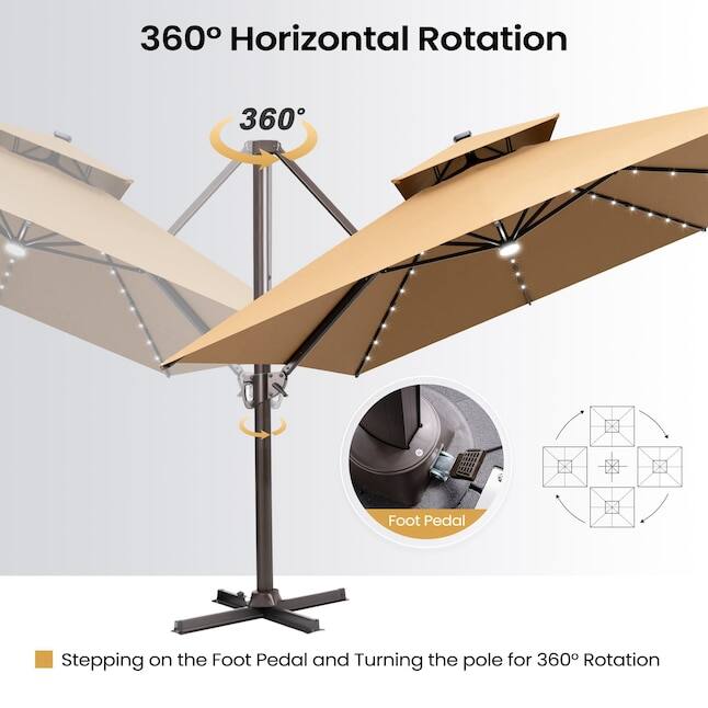 360° Horizontal Rotation

Stepping on the Foot Pedal and Turning the pole for 360° Rotation