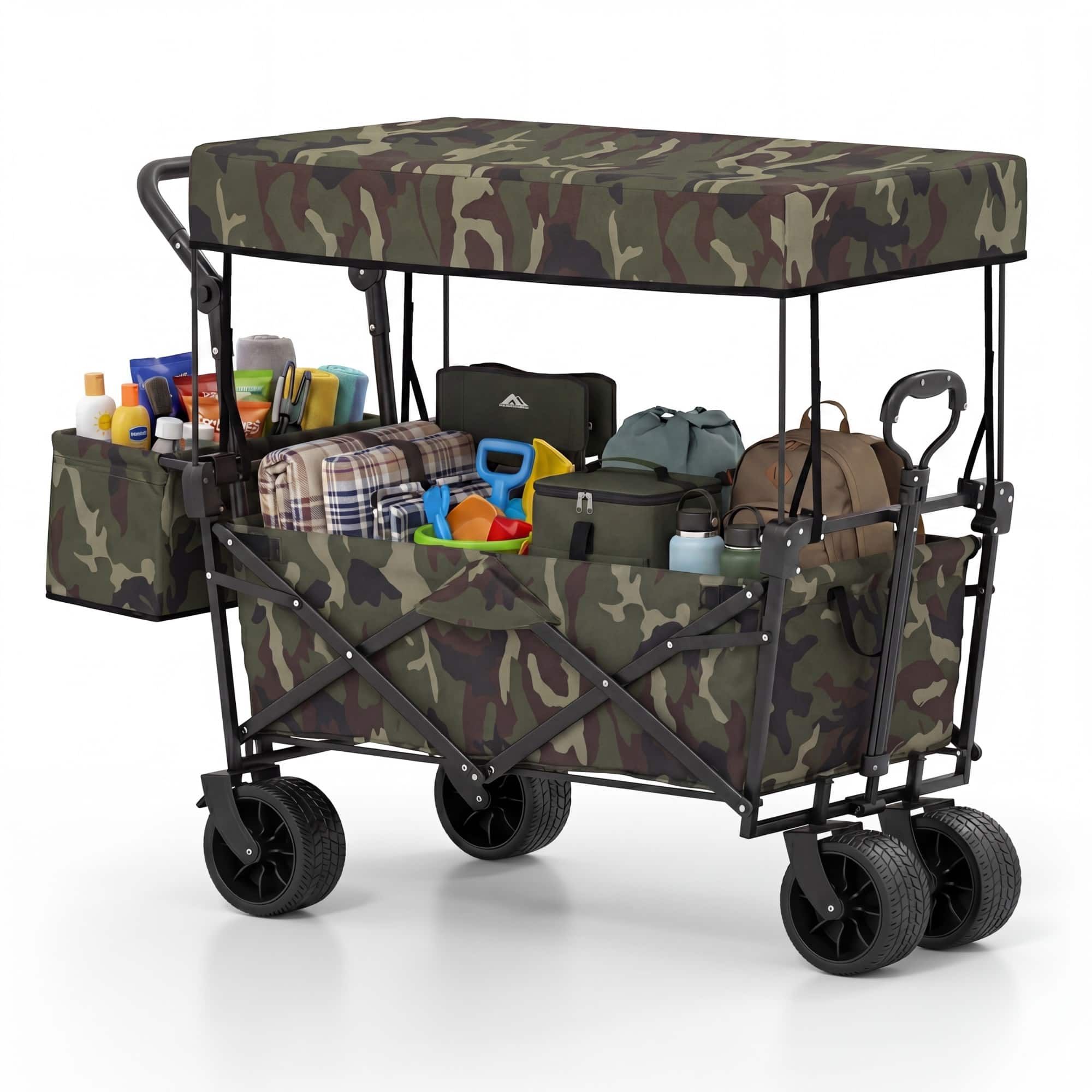 Costway - Folding Utility Wagon with Detachable Canopy, Collapsible Garden Cart with Adjustable Push & Pull Handles - Camouflage price history on PriceWatchPro