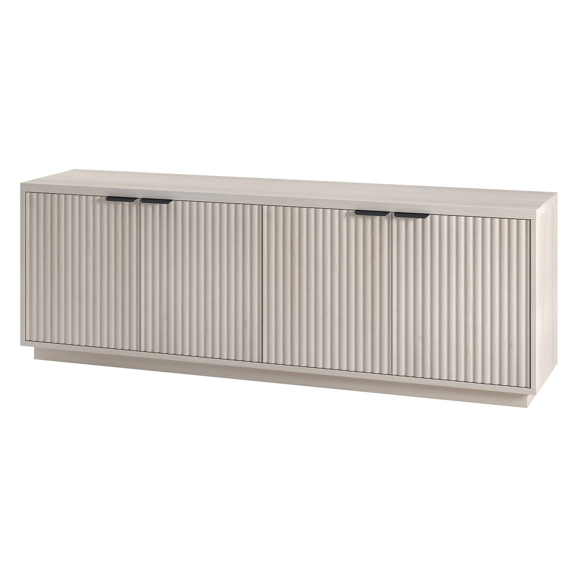 Left. Hudson&Canal - Mansfield Rectangular Fluted TV Stand for TV's up to 78" in Alder White - Alder White.