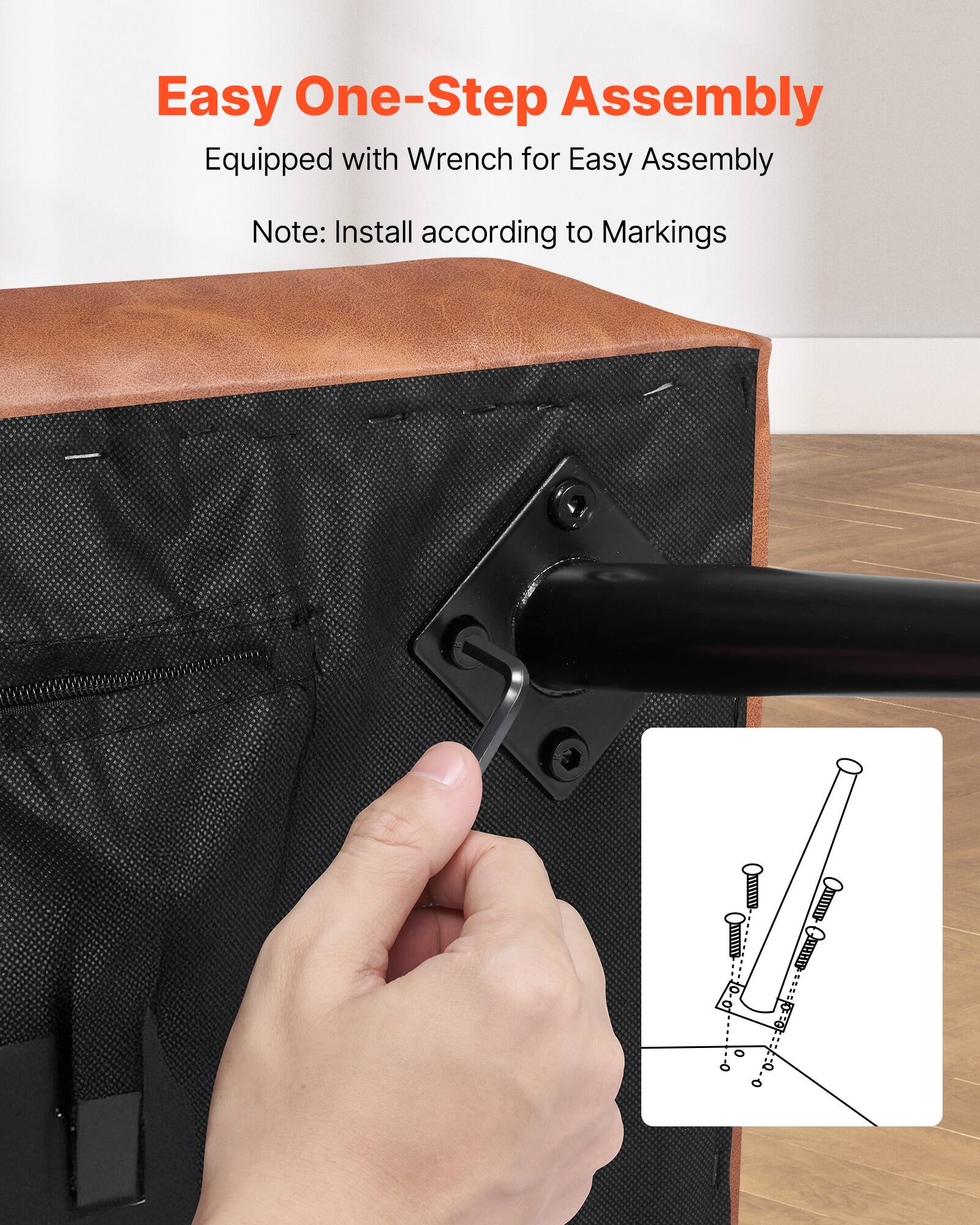 Easy One-Step Assembly  
Equipped with Wrench for Easy Assembly  
Note: Install according to Markings