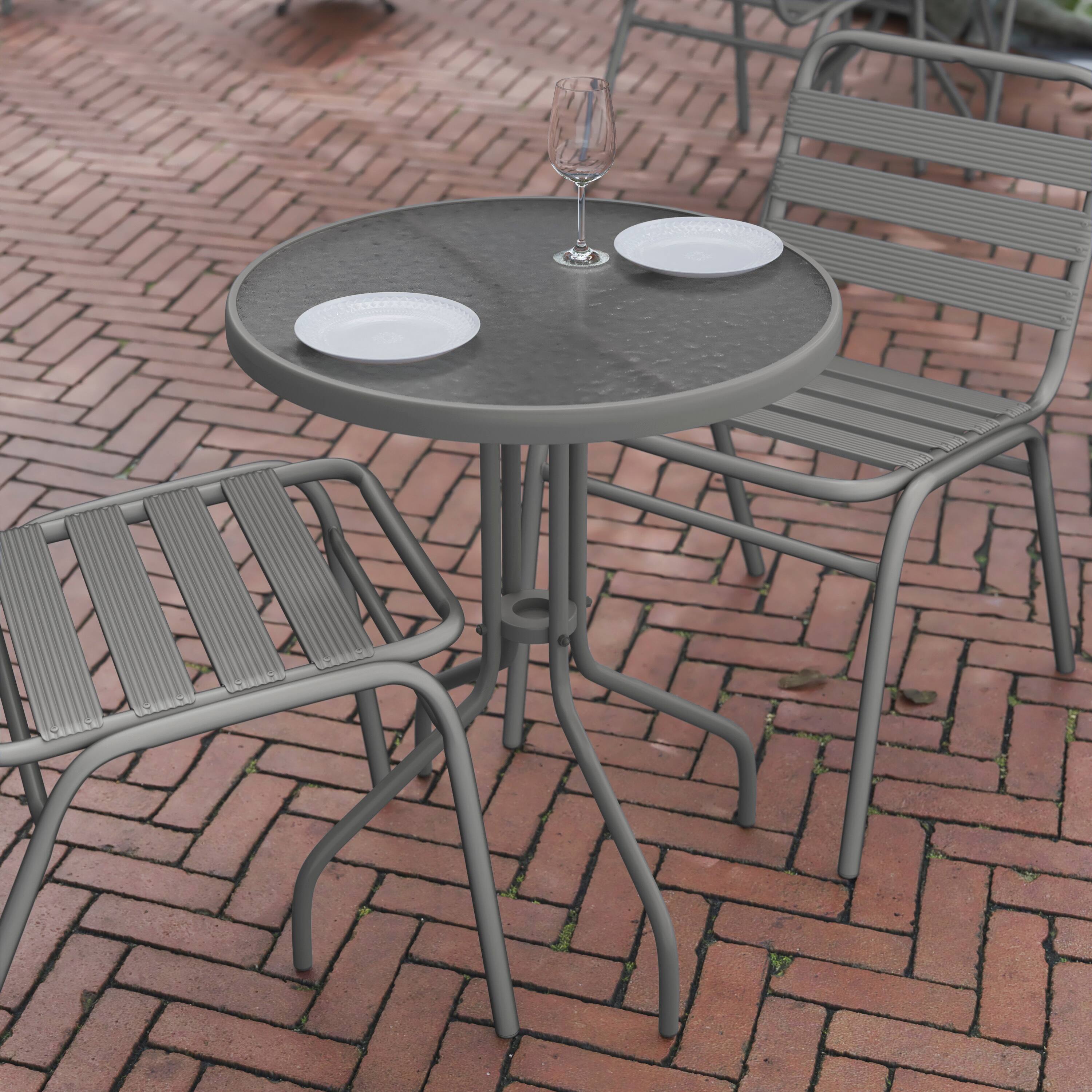Alt View 2. Flash Furniture - Bellamy 23.75'' Silver Round Tempered Glass Metal Table - Gray.