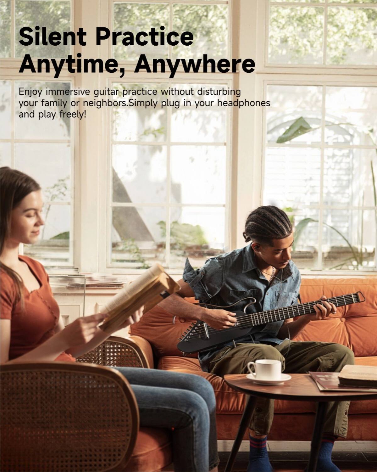 Silent Practice Anytime, Anywhere
Enjoy immersive guitar practice without disturbing your family or neighbors. Simply plug in your headphones and play freely!