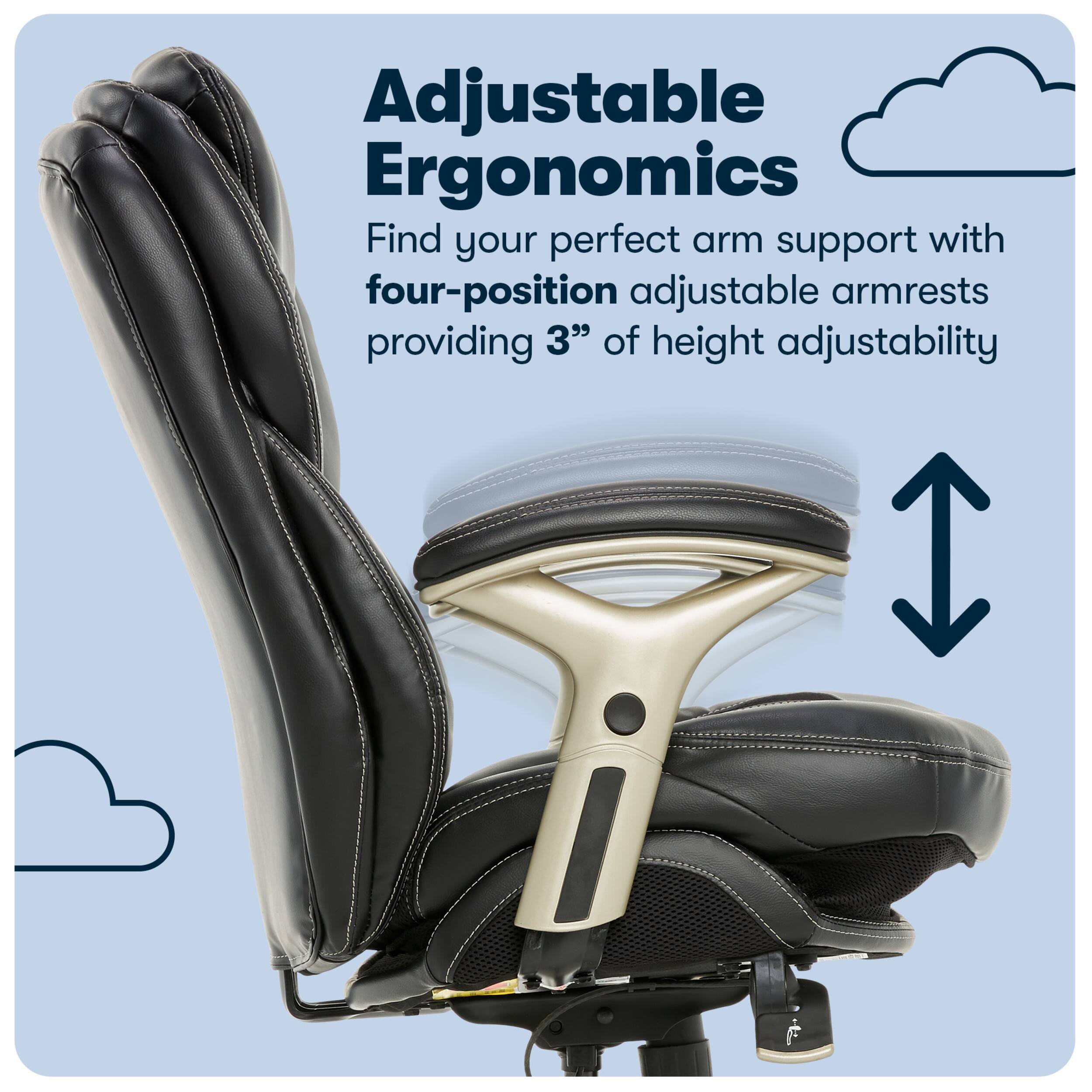 Alt View 13. Serta - Upholstered Back in Motion Health & Wellness Office Chair with Adjustable Arms - Bonded Leather - Black.