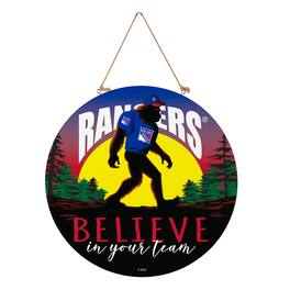Evergreen Enterprises - New York Rangers 18" Bigfoot "Believe in Yourself" Team Logo Wood Round Door Sign - Multicolor