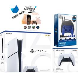 PlayStation 5 Slim Disc with Extra Glacier Controller, Pro Gamer Starter Kit and MightySkins Decal Voucher - PlayStation 5