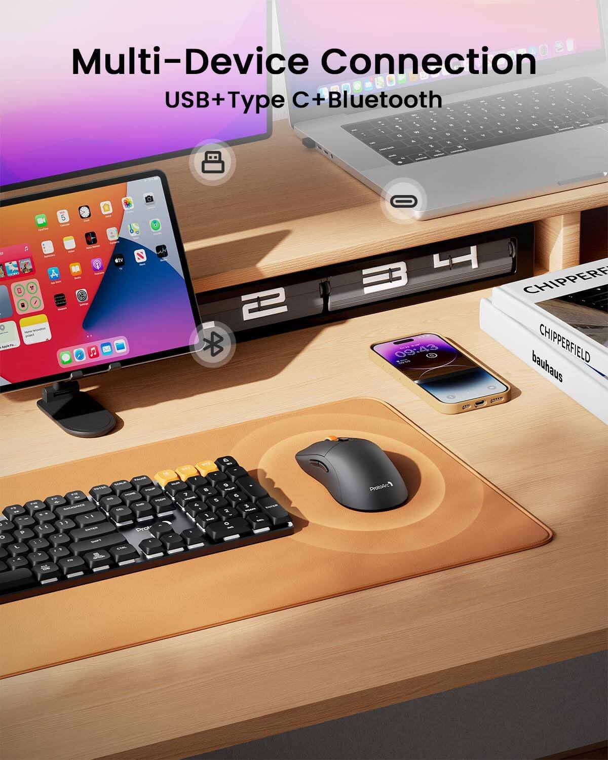 Multi-Device Connection USB+Type C+Bluetooth