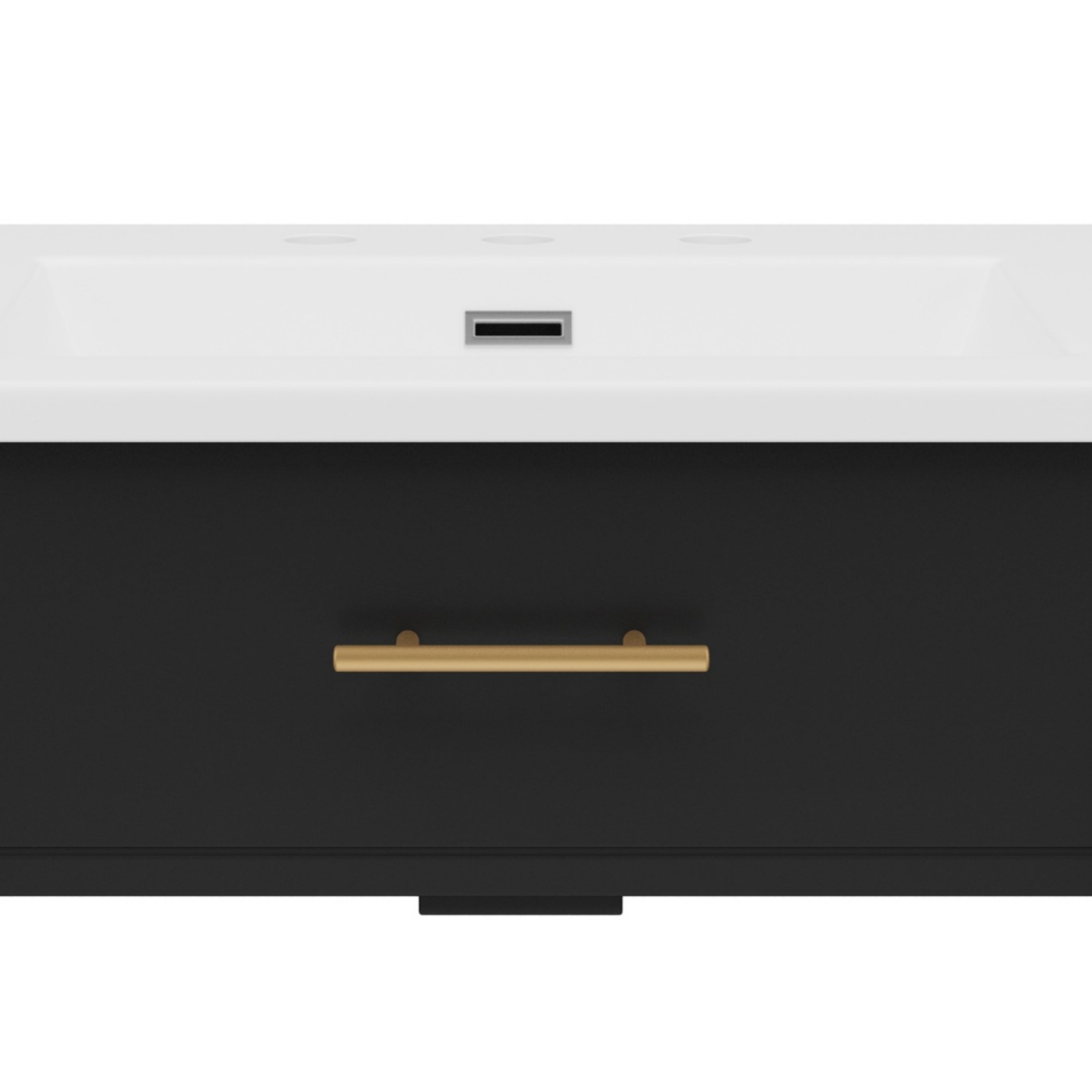 Alt View 4. Boyel Living - 31 Inch Bathroom Vanity with Sink Soft Close Doors Adjustable Shelf Curved Design Rubber Wood Legs Black - Black.