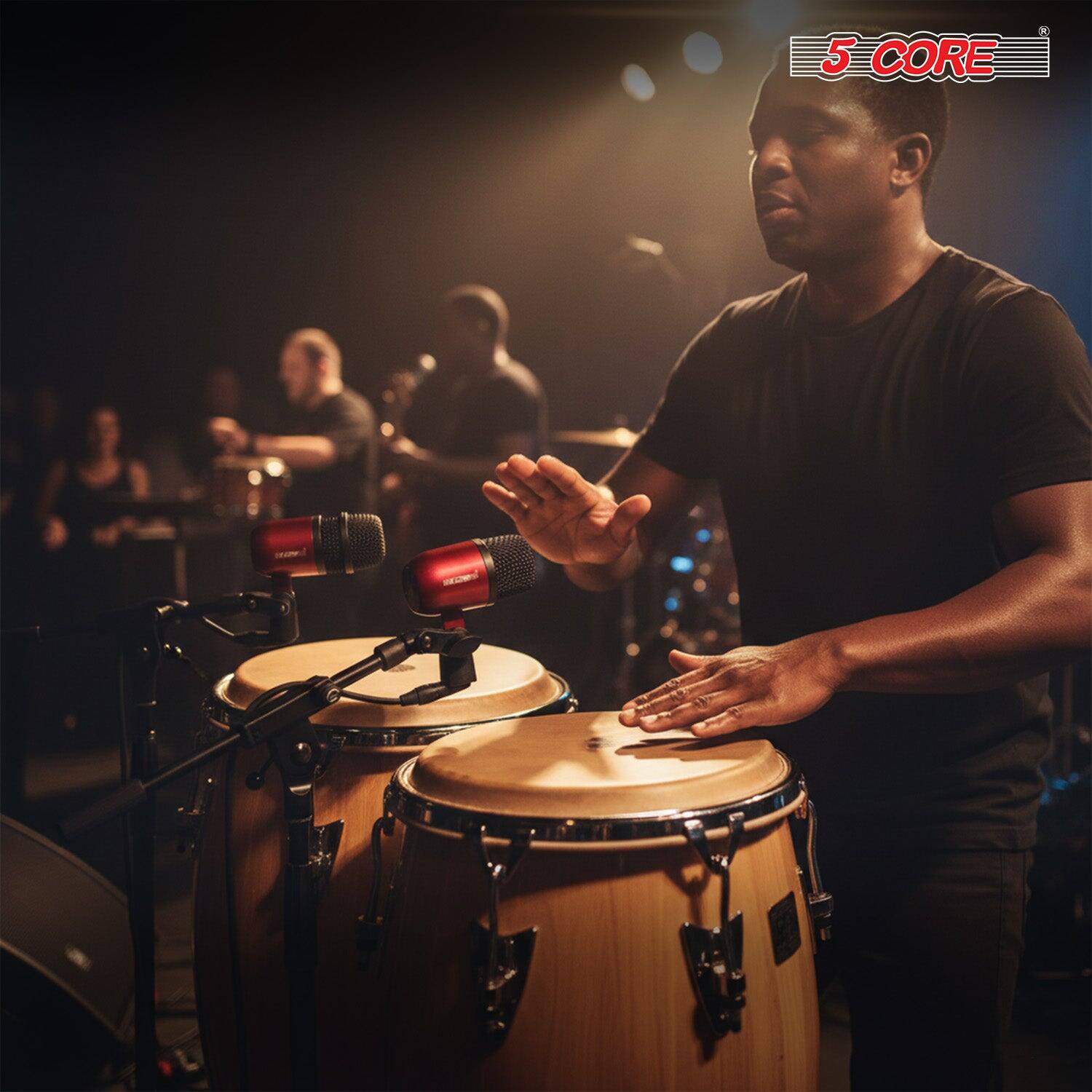 Alt View 6. 5 CORE - 5 Core Conga Mic Snare Tom Set Professional XLR Cardioid Unidirectional Instrument Microphone Kit - Geometric.