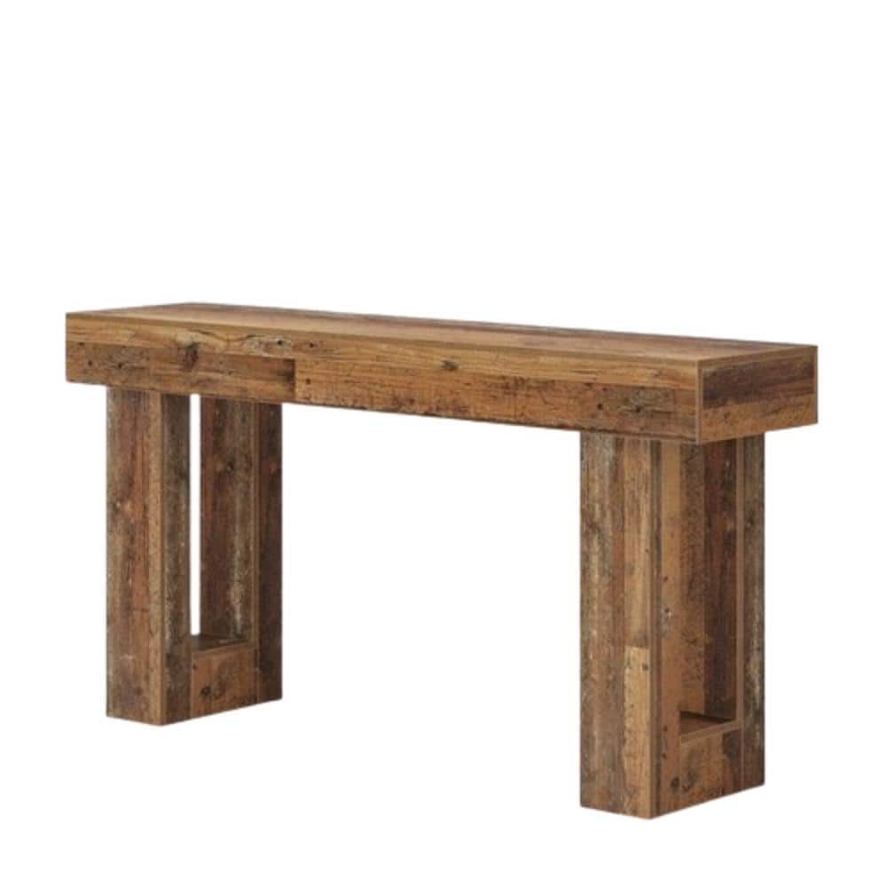 Hivvago - Modern Farmhouse 63-inch Entryway Console Sofa Table in Distressed Wood Finish - Rustic Brown