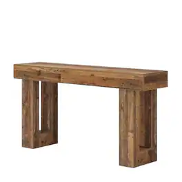Hivvago - Modern Farmhouse 63-inch Entryway Console Sofa Table in Distressed Wood Finish - Rustic Brown