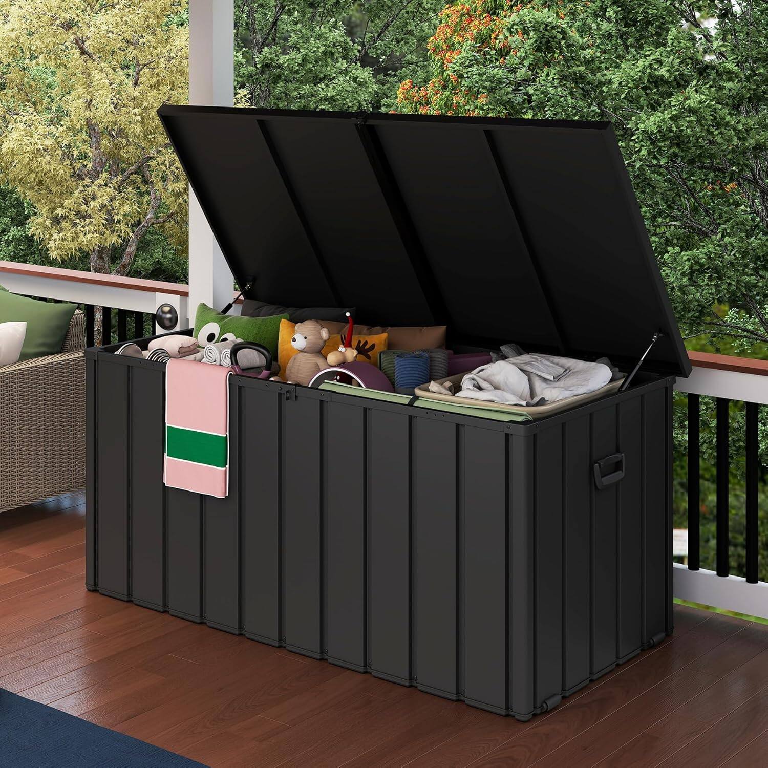 Left. Mondawe - 200 Gallon Metal Deck Box - Grey.