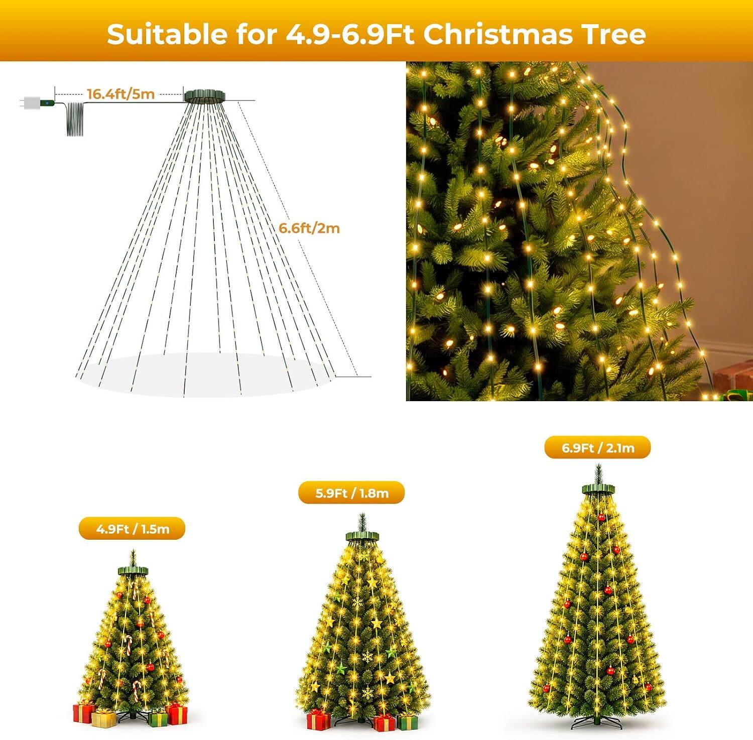 Suitable for 4.9-6.9Ft Christmas Tree

16.4ft/5m

6.6ft/2m

6.9Ft/2.1m

5.9Ft/1.8m

4.9Ft/1.5m