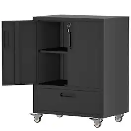 LOVMOR - 40 inch H x 30 inch W x 20 inch D Mobile Tool Cart with Lockable Casters and Drawer Heavy Duty Steel Storage Organizer