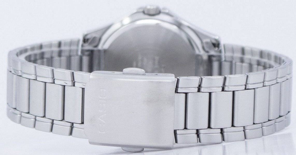 Back. Casio - Enticer Quartz MTP-1239D-1ADF Mens Watch Analog Black Dial Stainless Steel Day/Date - Silver.