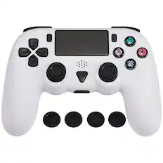 Front. Dobe - Wireless Bluetooth Controller Compatible For PlayStation 4 PS4 - White (DOBE) - White.