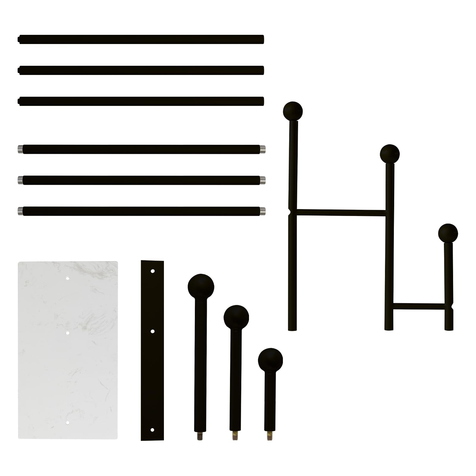 Alt View 2. HM 1810 - Standing Coat Rack With Marble Base Heavy Duty Clothes Hanger Metal Tree For Hats Scarfs Purses 19 - Black.