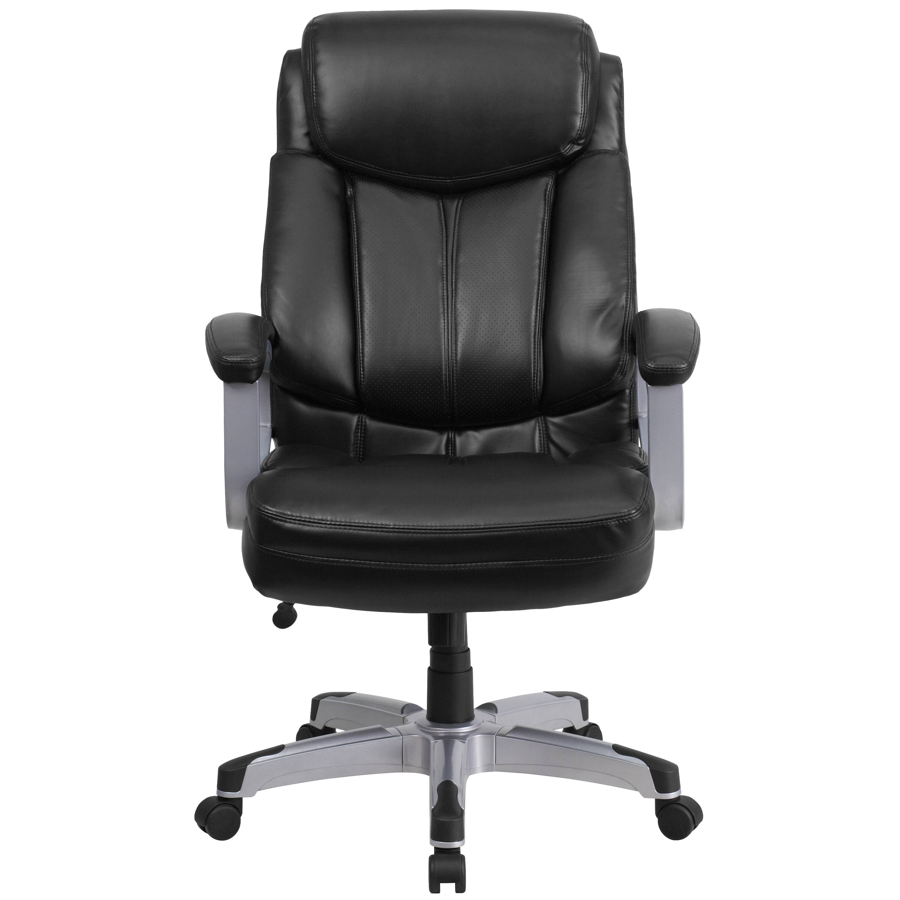 Alt View 7. Emma + Oliver - 500 lb. Big & Tall Executive Swivel Ergonomic Office Chair with Arms - Black LeatherSoft.