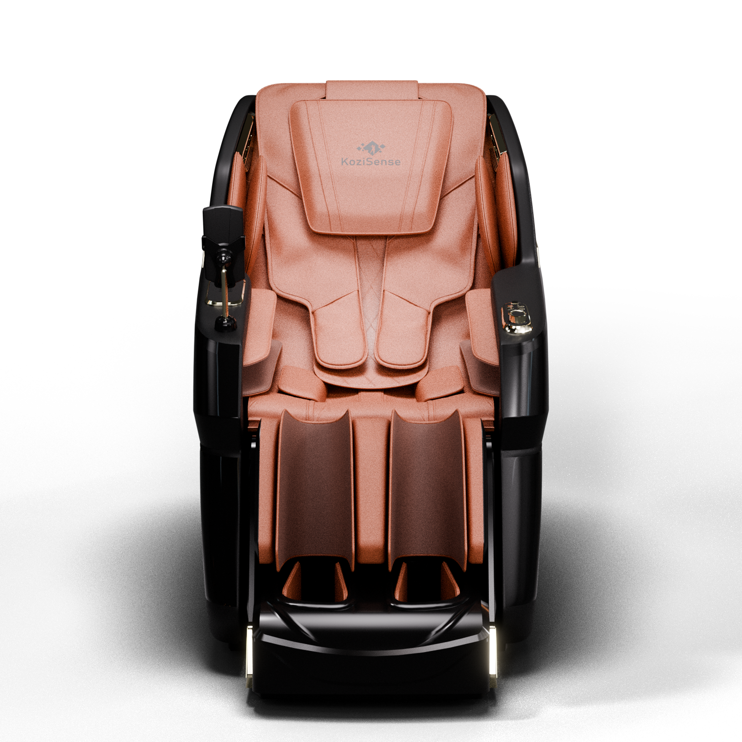 Angle. KoziSense - KZ-605 4D Massage Chair,Deep Zero Gravity,Thai Stretch,Auto Extension Legrest,Back and Front Heat,FREE Inside Delivery - Black and Orange.